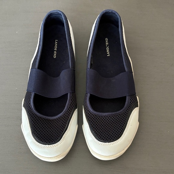Lands' End Women's Navy and White Mesh Sneakers - Picture 1 of 4